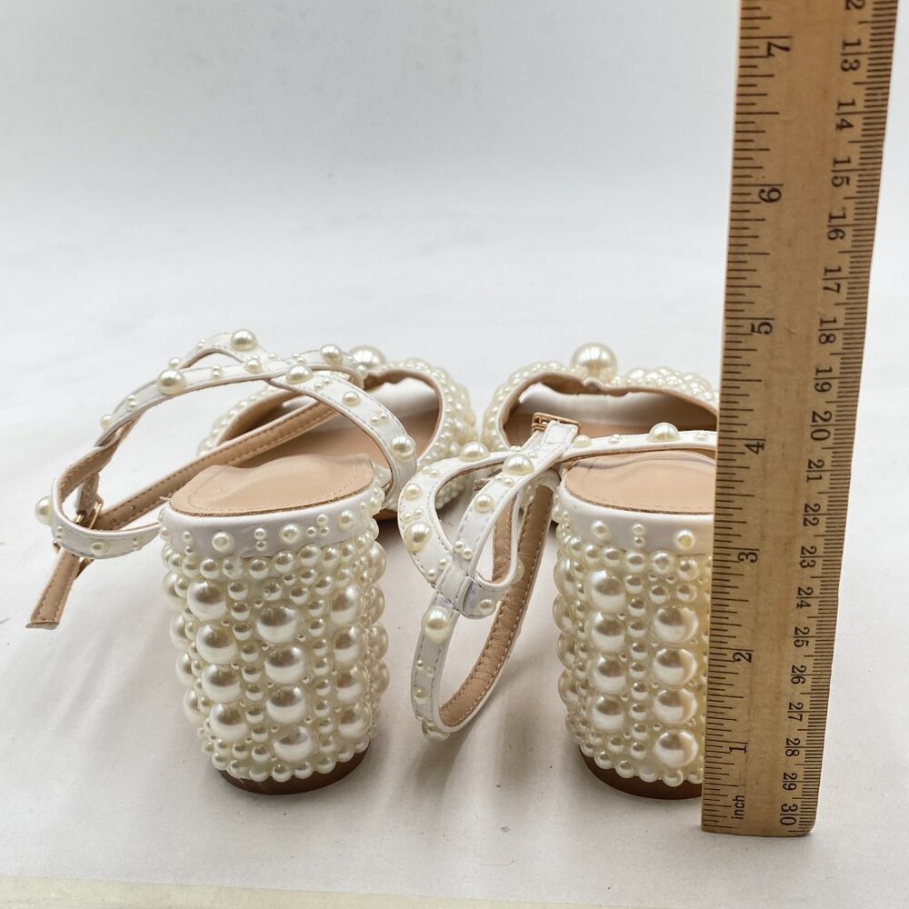 White Chunky Heel Open Toe Elegant Multi-Sized Pe… - image 4